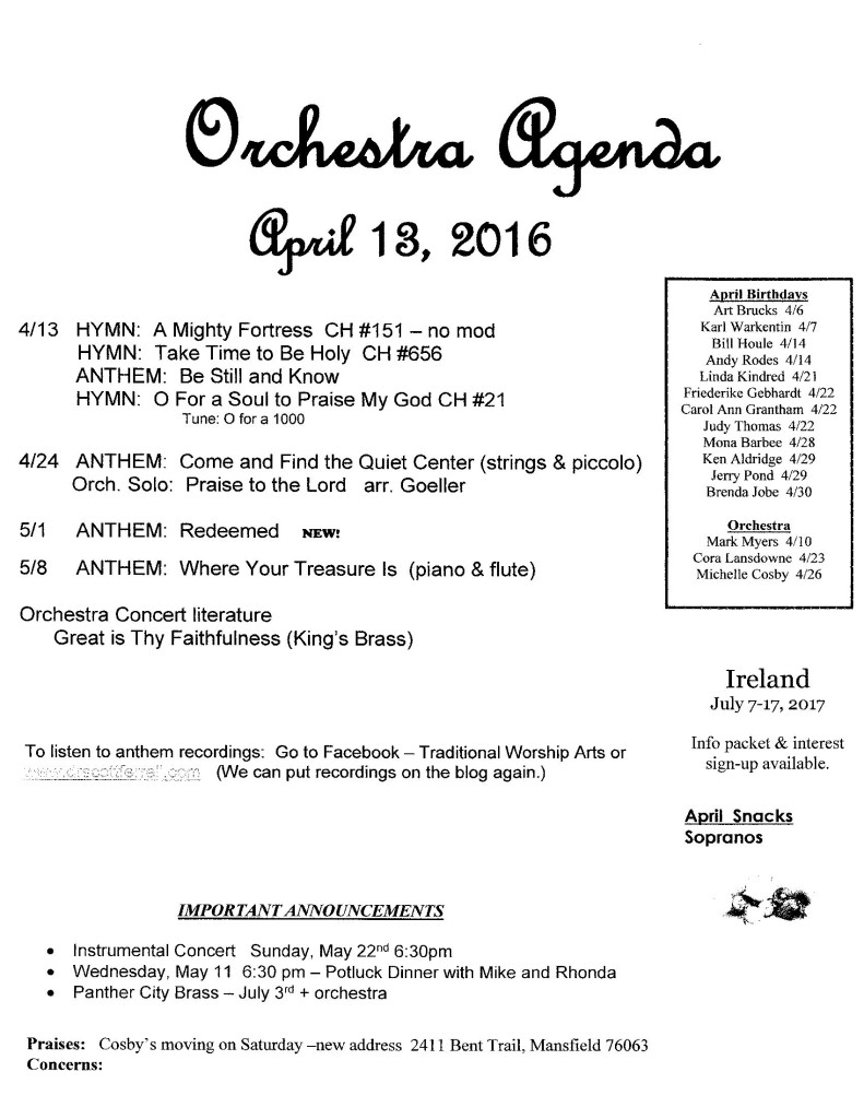 orchestra agenda