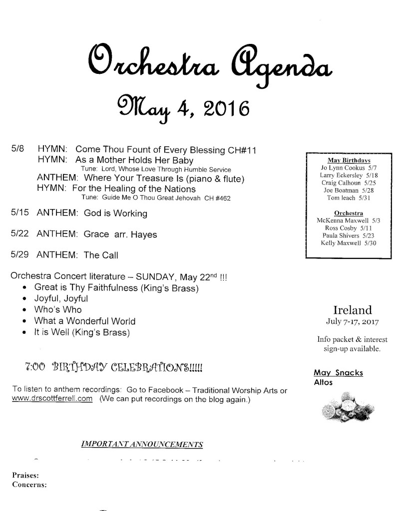 orchestra agenda