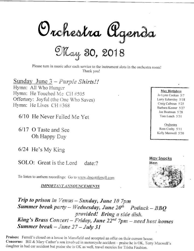 orchestra agenda